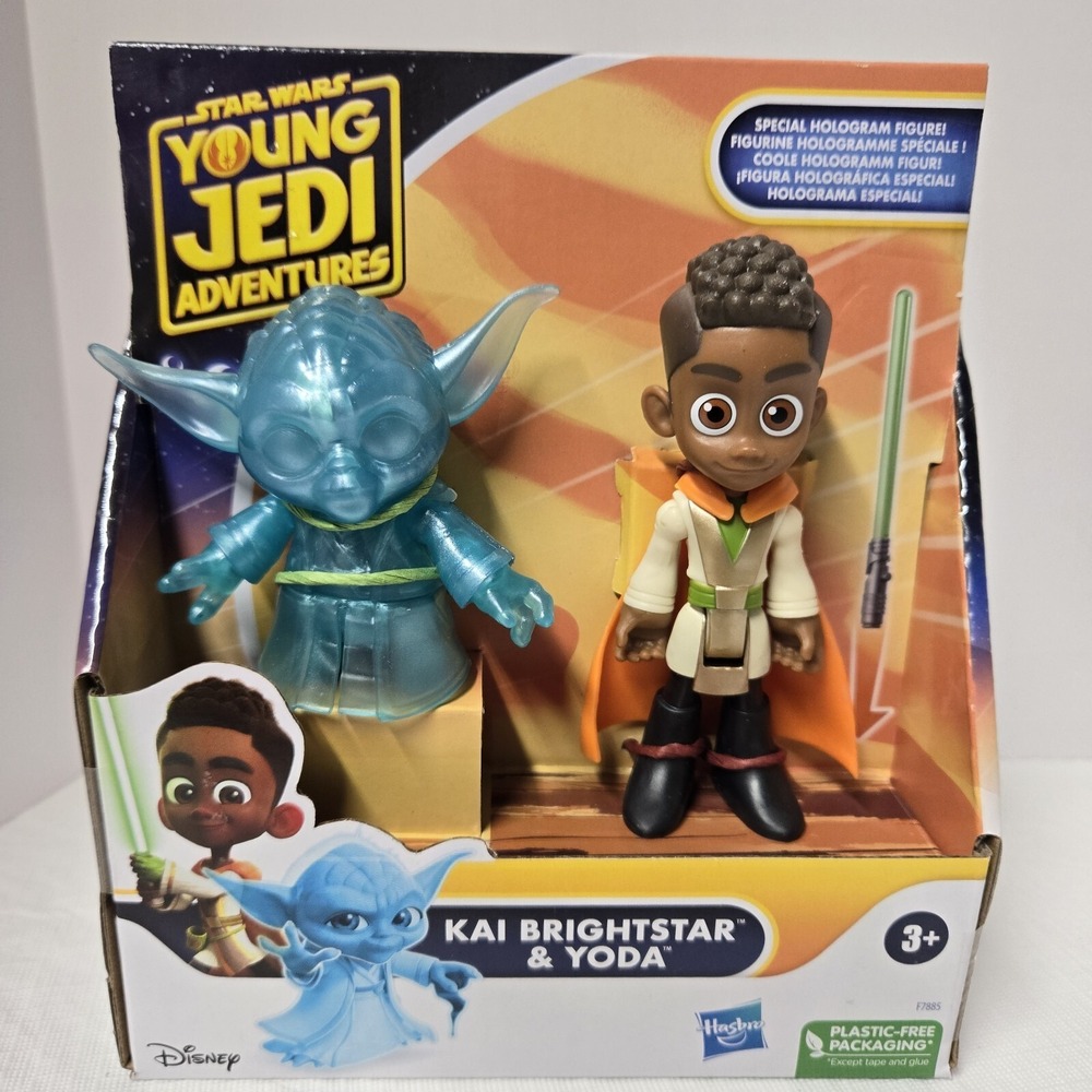 STAR WARS Young Jedi Adventures KAI BRIGHTSTAR HOLOGRAM YODA 2 Figure Pack 2023